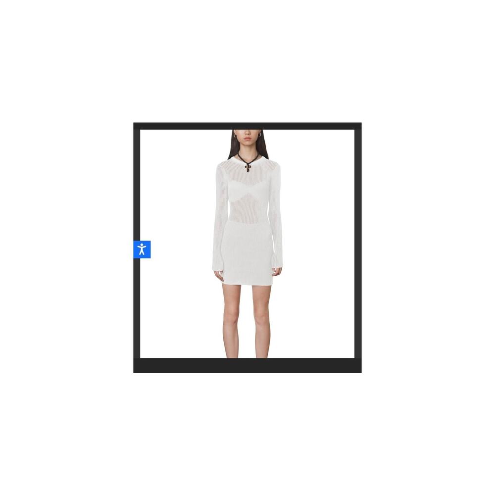 nwt NIA off‎ white crochet, long sleeve, sweater mini, dress sz M